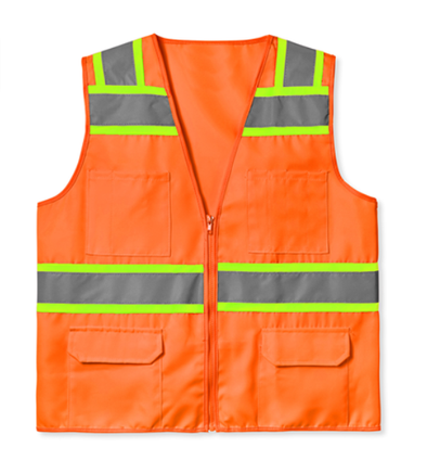 MAX447 ANSI Class 2 Solid Twill 6 Pocket Orange Safety Vest